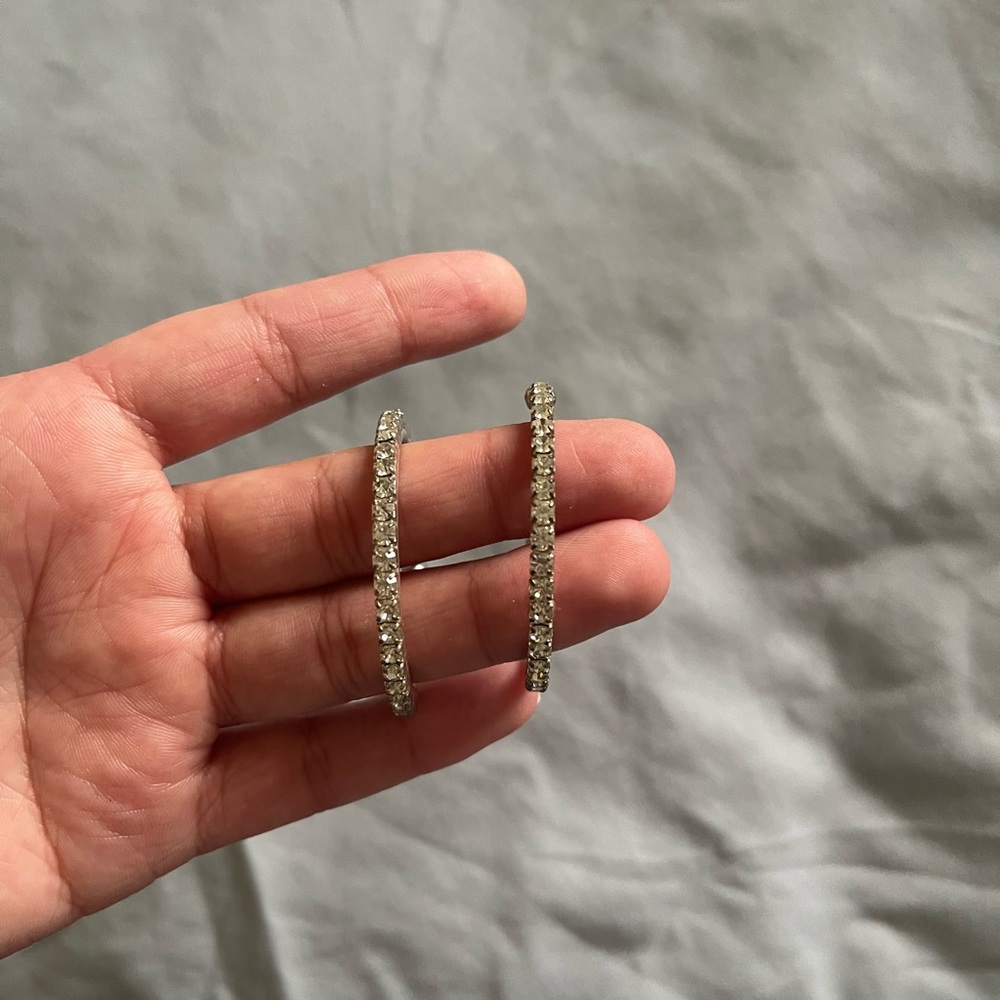 Silver studded hoop earrings